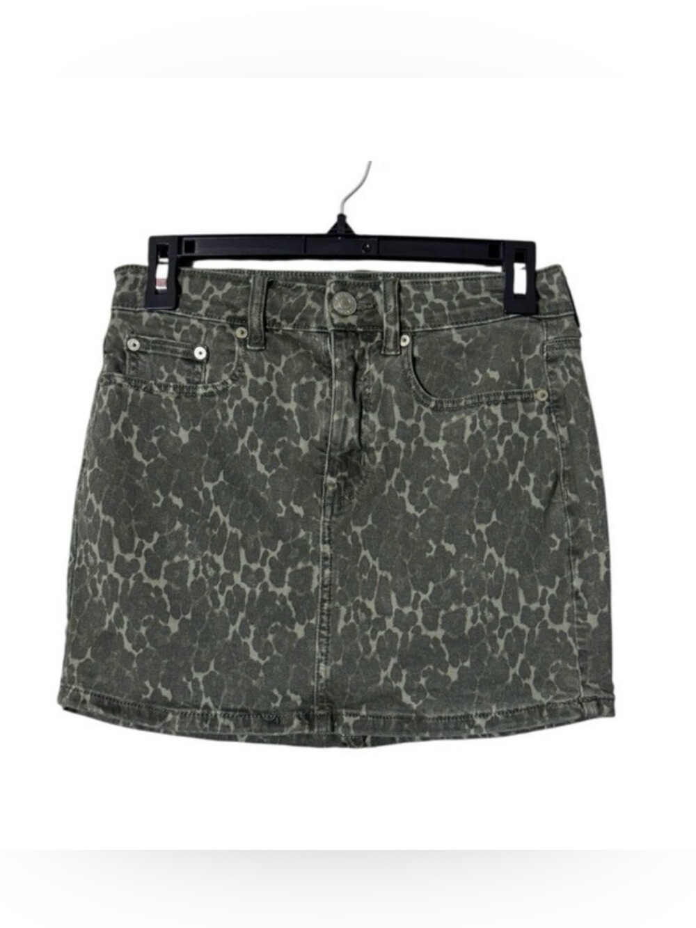 Y2K American Eagle Micro Mini Camo Skirt Size 2 Jean Denim Festival Army Green